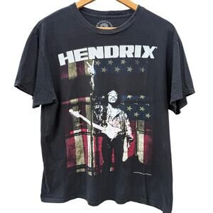 Jimi Hendrix American Flag rock music Authentic black shirt Size Large